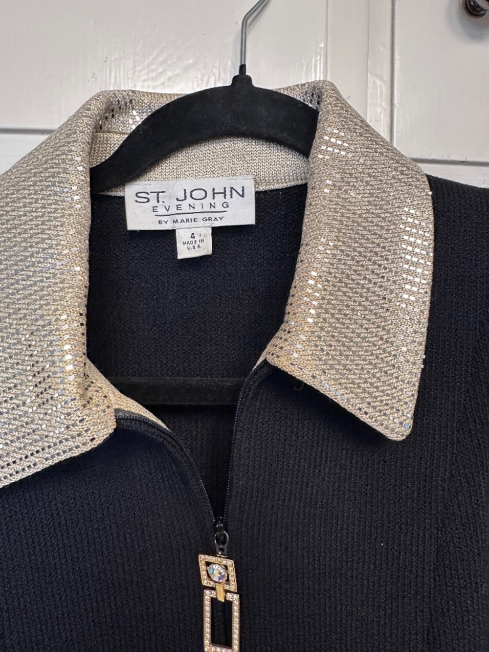 St. John Evening by Marie Gray Knit Jacket and St John basic skirt Black/Black - Picture 3 of 16